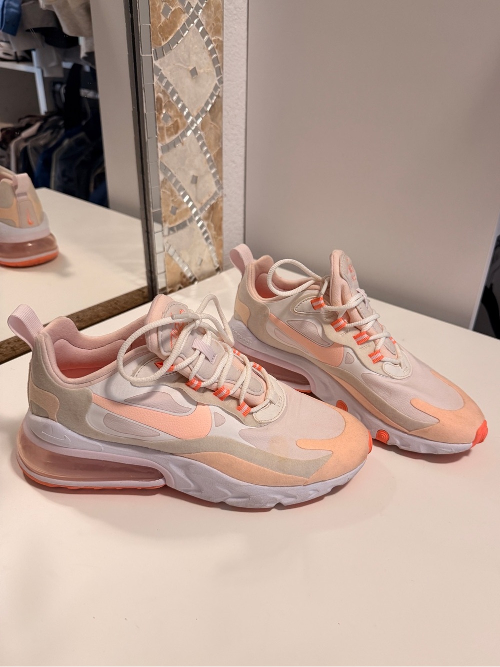 Nike Women's Peach and Cream Air Max-Style Sneakers